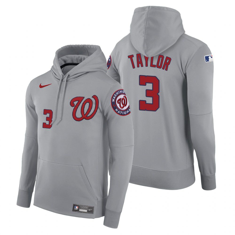 Men Washington Nationals #3 Taylor gray road hoodie 2021 MLB Nike Jerseys